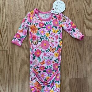 Little Sleepies Pink Floral & Butterfly Knit Sleeper